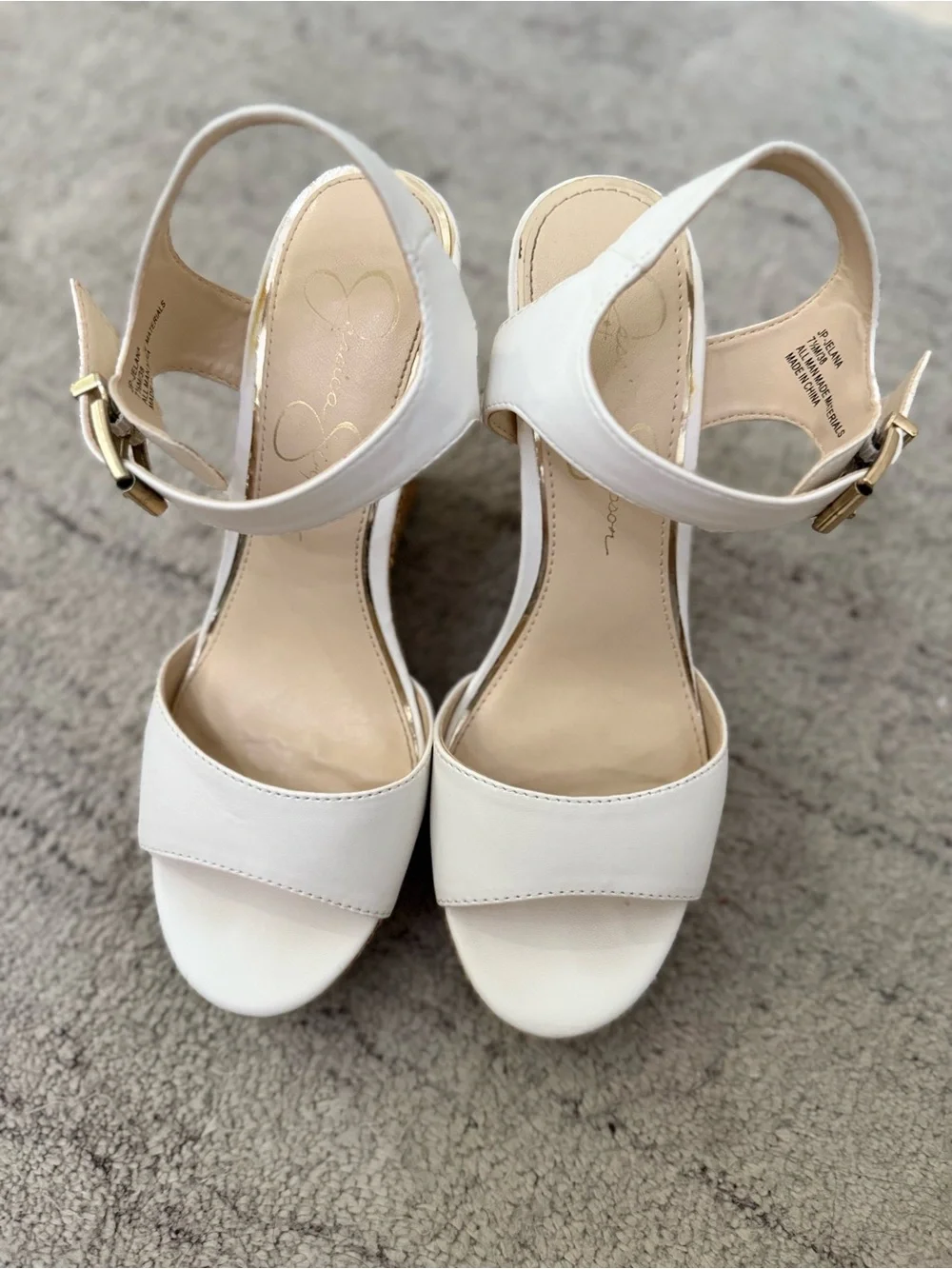 Jessica Simpson White Espadrille Wedge Sandals